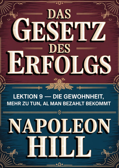 DAS GESETZ DES ERFOLGS Lektion 9 – DIE GEWOHNHEIT, MEHR ZU TUN, ALS MAN BEZAHLT BEKOMMT (übersetzt)