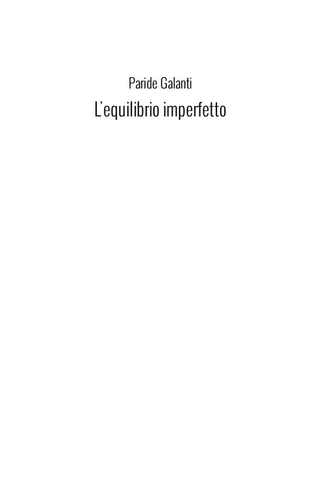 L'equilibrio imperfetto