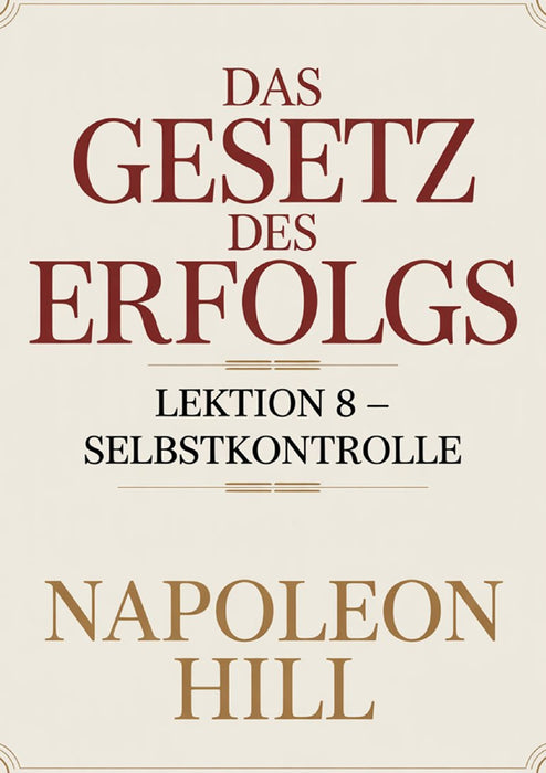 DAS GESETZ DES ERFOLGS Lektion 8 – SELBSTKONTROLLE (übersetzt)