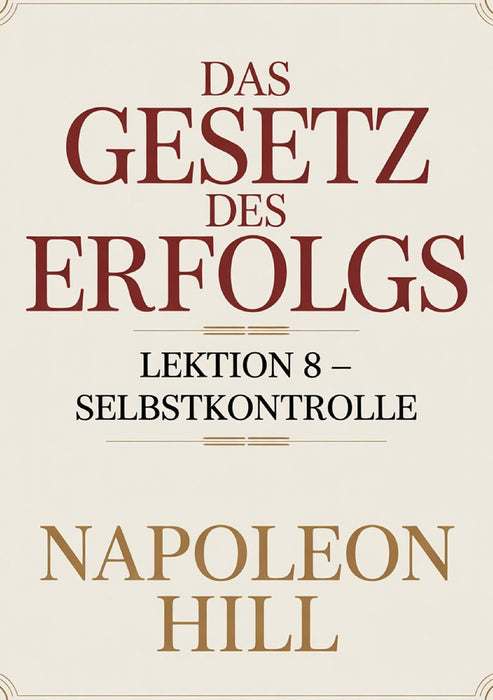 DAS GESETZ DES ERFOLGS Lektion 8 – SELBSTKONTROLLE (übersetzt)