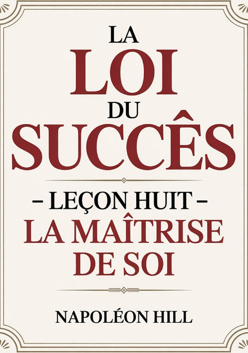 LA LOI DU SUCCÈS Leçon huit - LA MAÎTRISE DE SOI (traduit)