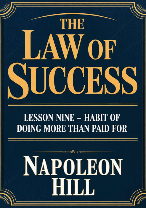 THE LAW OF SUCCESS Lesson Nine - HABIT OF DOING MORE THAN PAID FOR