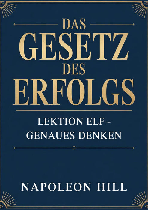 DAS GESETZ DES ERFOLGS Lektion Elf – GENAUES DENKEN (übersetzt)
