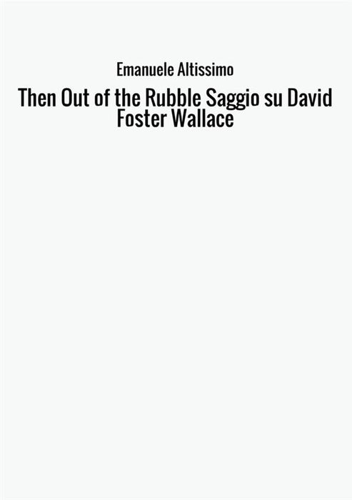 Then Out of the Rubble Saggio su David Foster Wallace